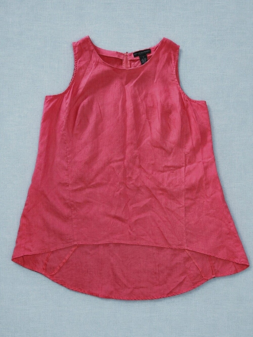 Grace Elements 1X 100% Linen Magenta Hi Low Tunic Top Sleeveless A Line Plus Siz